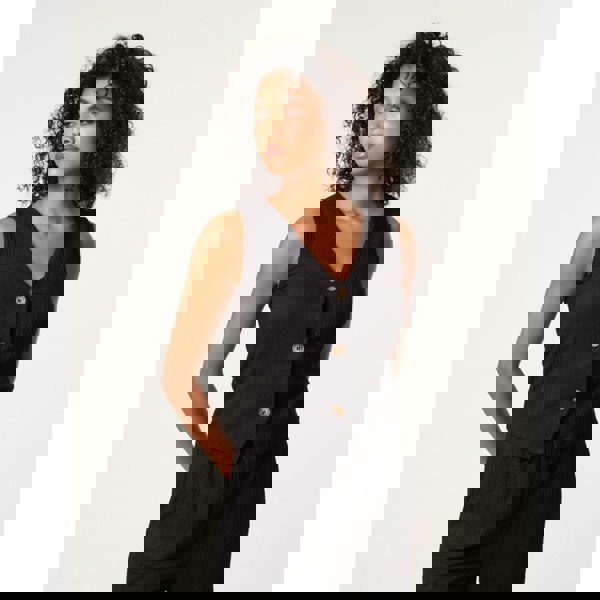 Blue Vanilla Crinkle Button Front Waistcoat