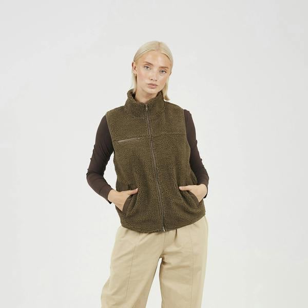 Brave Soul Taupe Zip Through Fleece Gilet - Taupe Image 1