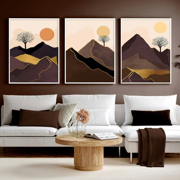 Scandinavian decor style for living room | set of 3 framed wall art