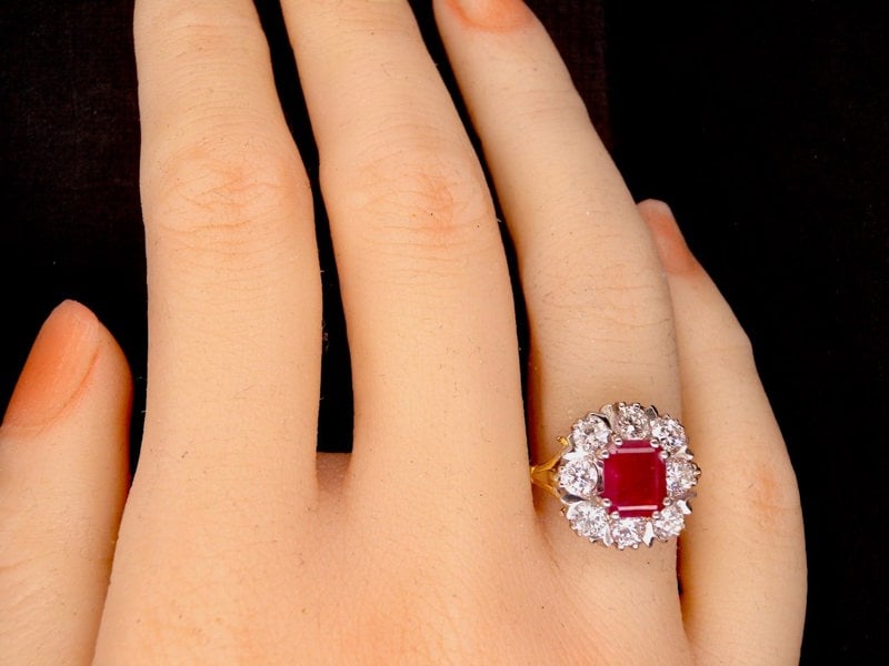 Vintage Tom A fine ruby and diamond cluster ring