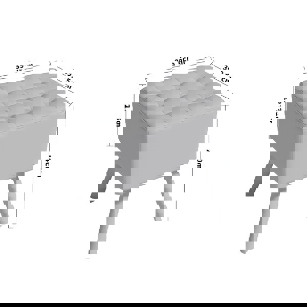 Living and Home Dark Grey Linen Padded Wooden Leg Square Footstool