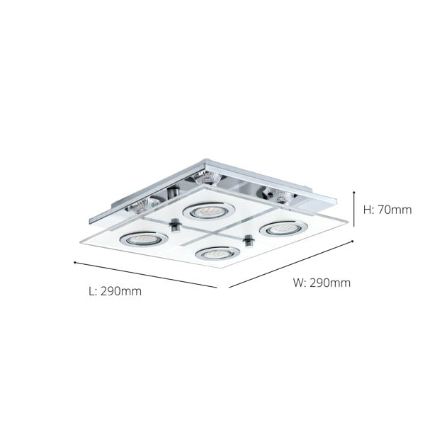 EGLO Cabo 4-Light LED Chrome/Satin Ceiling Light