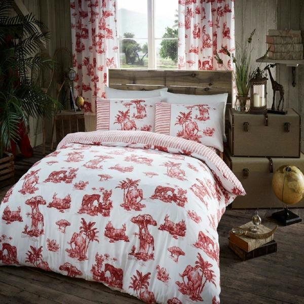 Smart Living Safari Duvet Cover and Pillowcase Set - Red