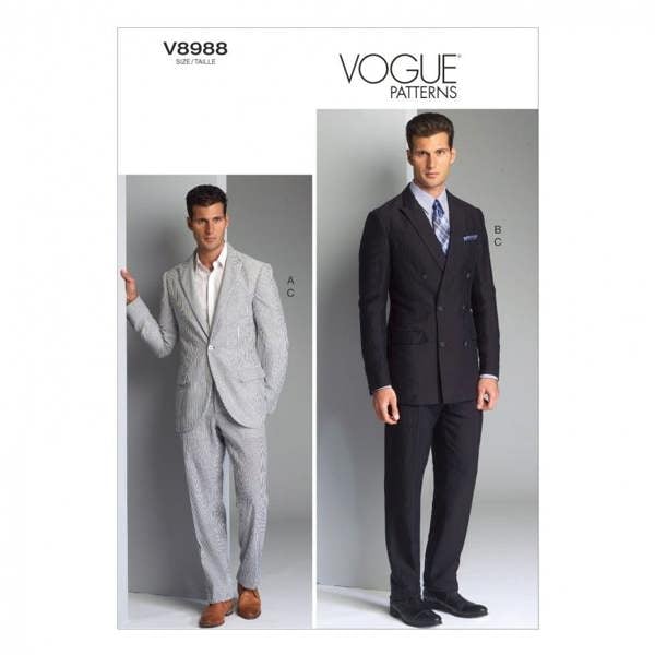 Vogue Sewing Pattern 8988, Jackets, Trousers, Suits for Men, 34-36-38-40 - Advanced