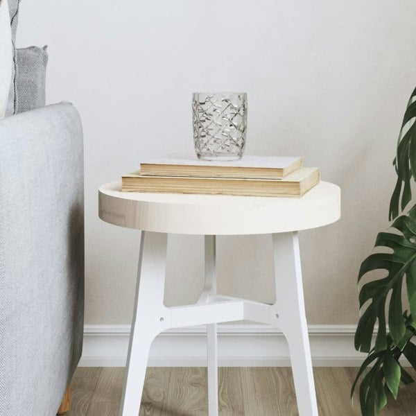 Berkfield Table Top Round White �_�”�_30x3 cm Solid Wood Pine