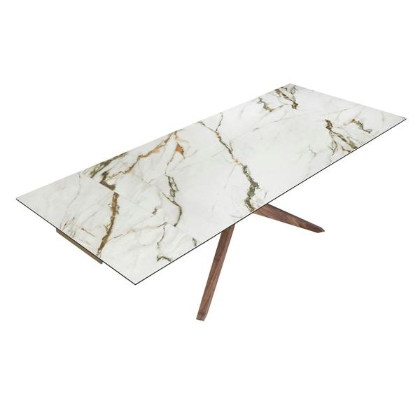 Angel Cerdá Rectangular extendable dining table in porcelain marble and walnut 1157