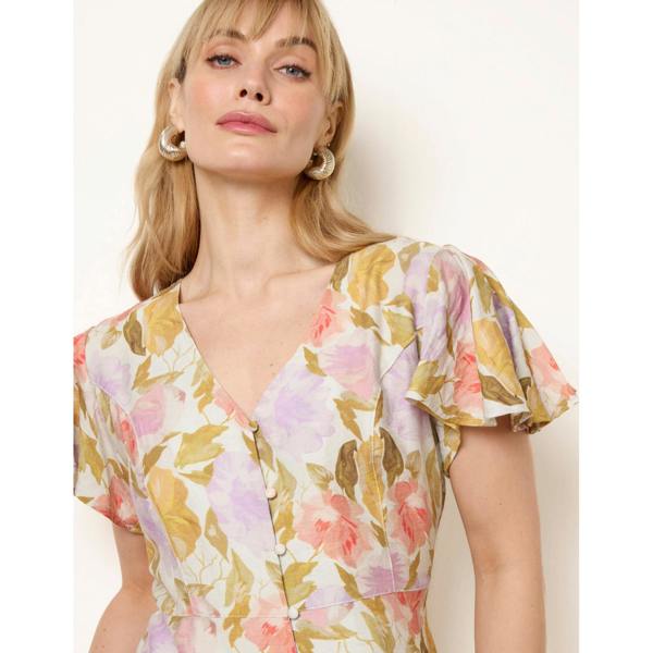 Blue Vanilla Floral Peplum Top