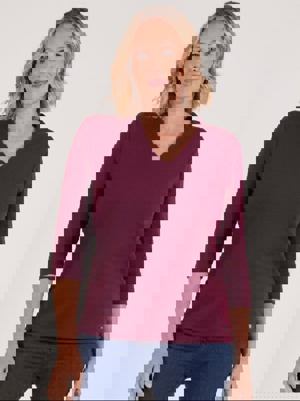 PennyPlain High Back V-neck Top - Wine