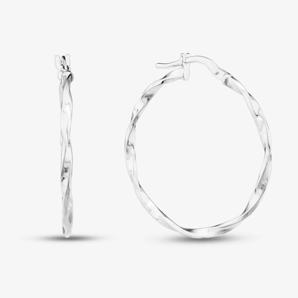 T. H. Baker Sterling Silver 30mm Twist Hoop Earrings S3460