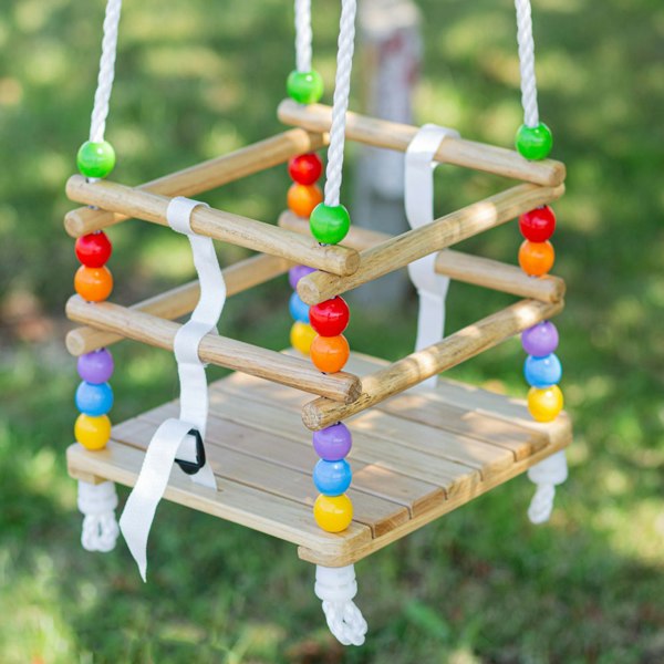 Bigjigs Toys Wooden Cradle Swing With Adjustable Rope (Up To 1.12M)