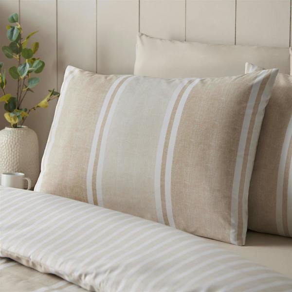 Banded Stripe Natural Duvet Cover Set