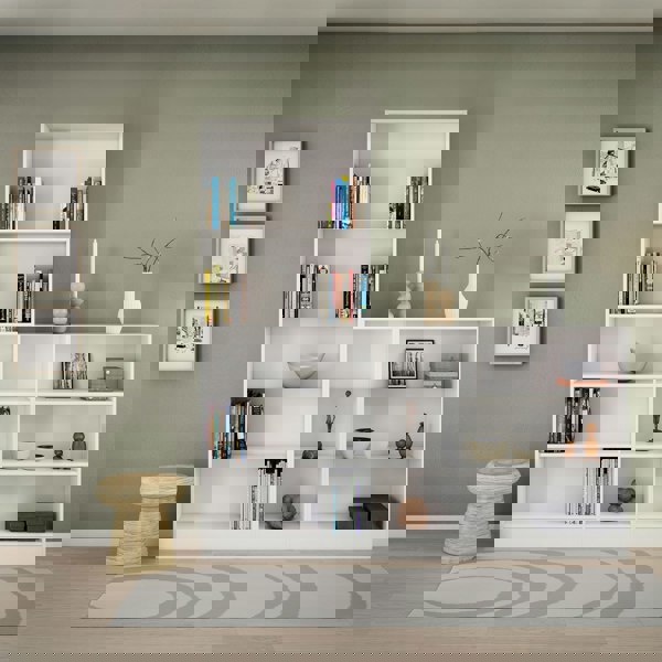 Furniture To Go Basic Low Wide Bookcase (2 Shelves) in White