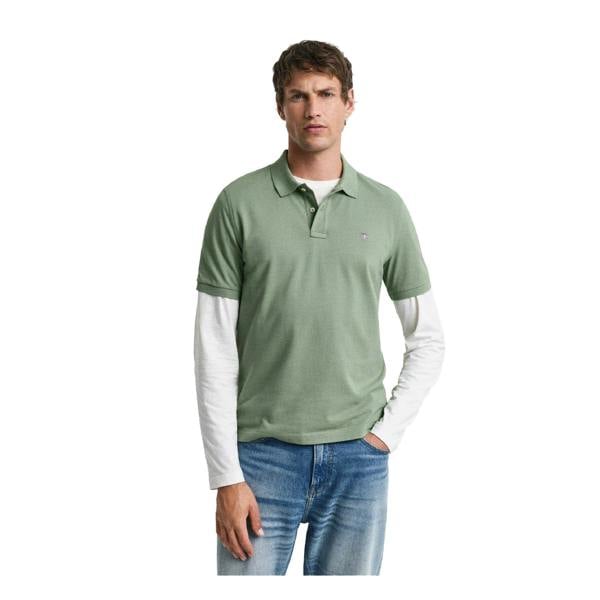Gant Mens Shield Pique Regular Polo Shirt - Kalamata/Green - 