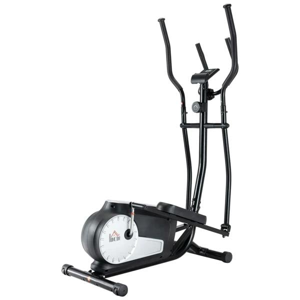 Black elliptical cross trainer base with console and rear stabilizer legs