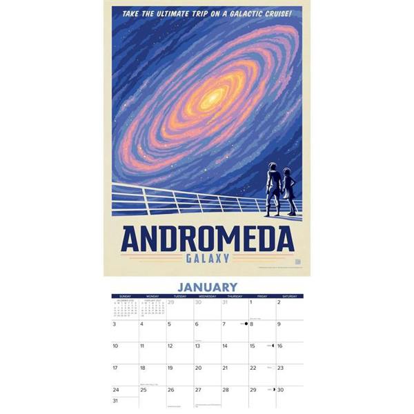 Space Travel, Classic Illustrated Posters Calendar 2027, Wall Calendars, Month To View, Natural World, Gift