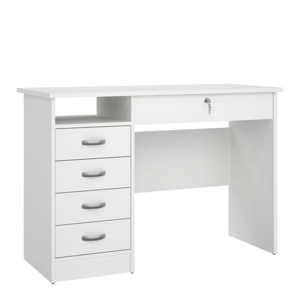 Wyld Haus Billabong White Wooden Office Desk 5 Drawers