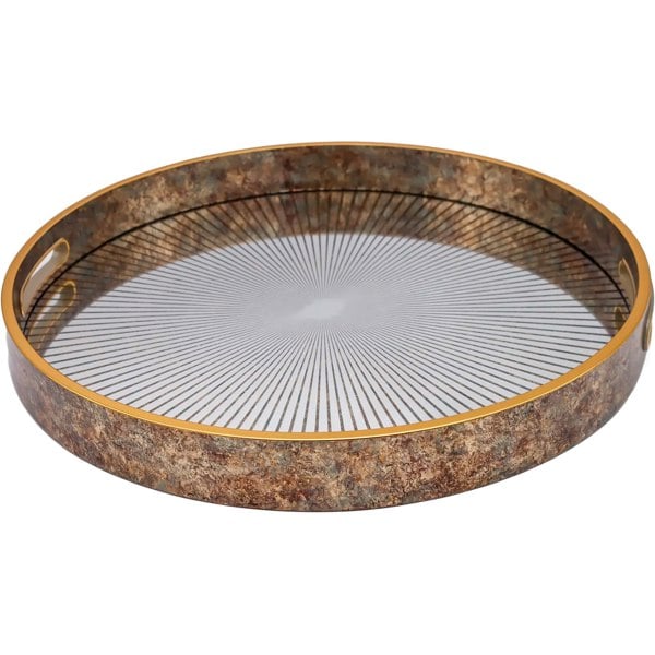 Maison des Cadeaux Round Sunburst Decorative Coffee Table Tray