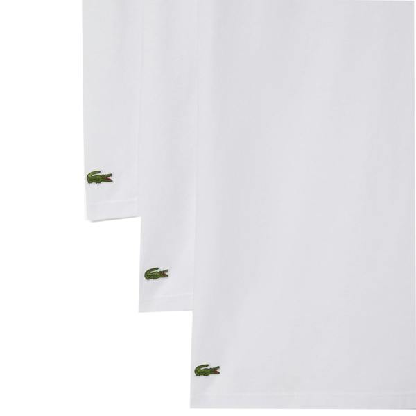 Lacoste 3 Pack Lounge Cotton T-Shirts White/White/White
