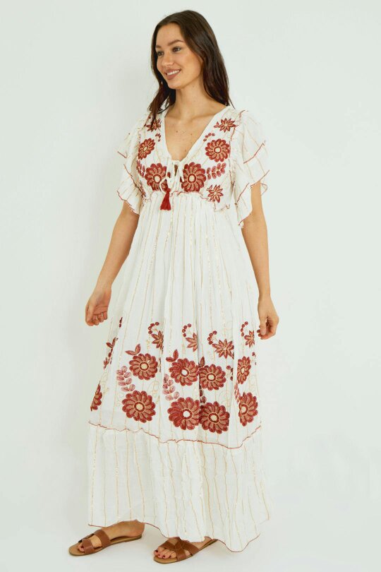 Boho Embroidered Maxi Dress