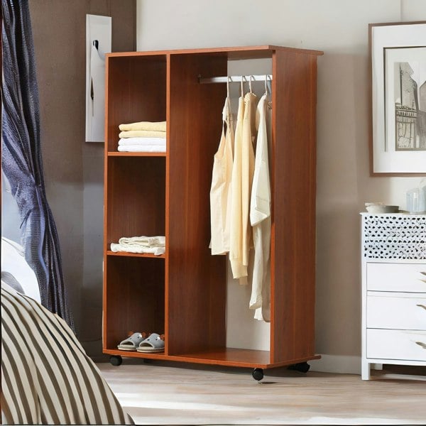 Rafaelo Mobilia Small Open Wardrobe With Wheels Walnut Brown