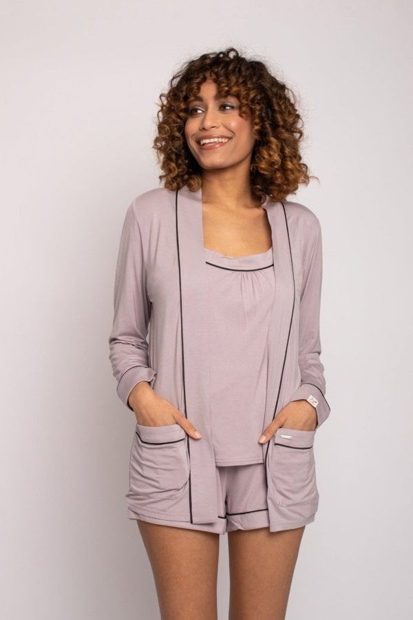 Bamboo Nightwear Jacket in OysterNightwear