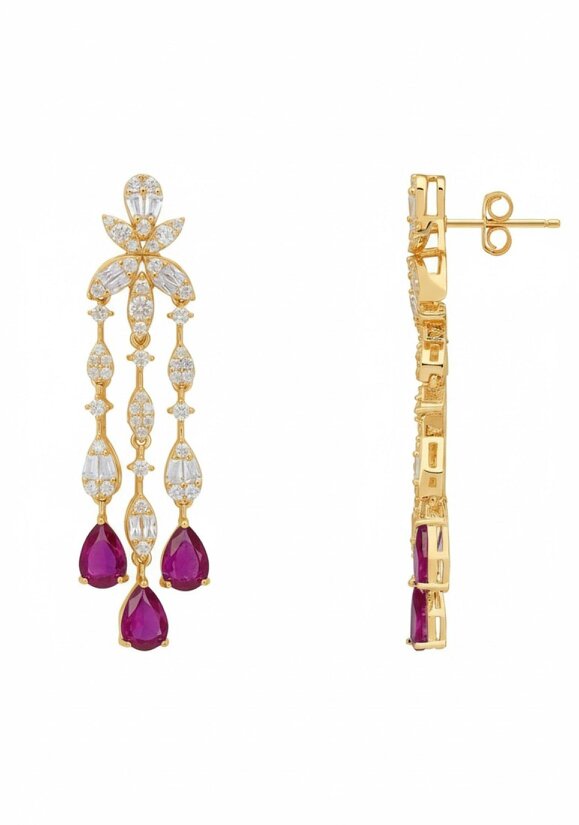 Latelita Duchess Ruby Drop Earrings Gold