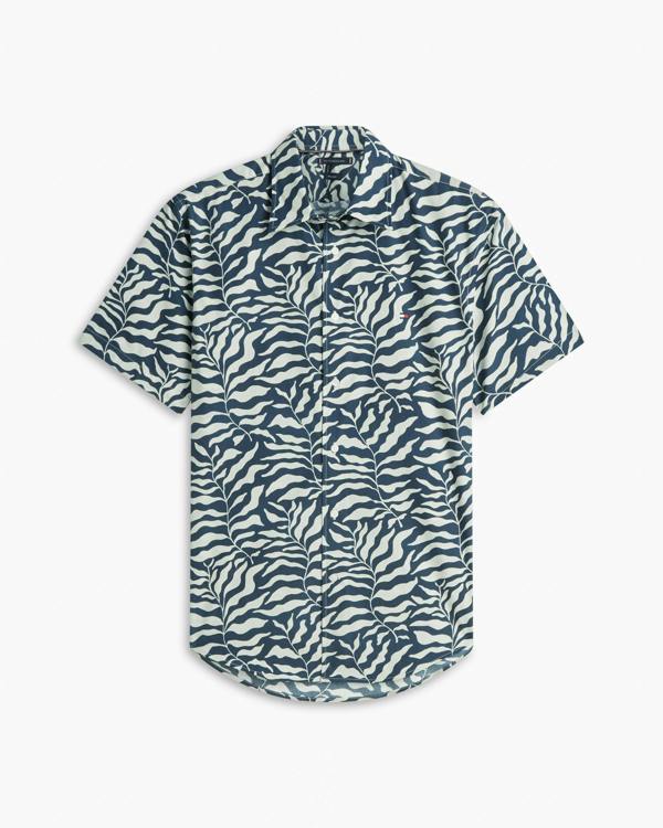 Tommy Hilfiger Papertouch Palm Mens Short Sleeve Shirt - Black/Allover