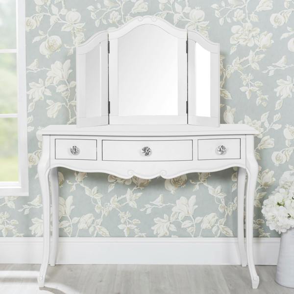Statement Furniture Juliette French Dressing Table with Drawers and Crystal Handles