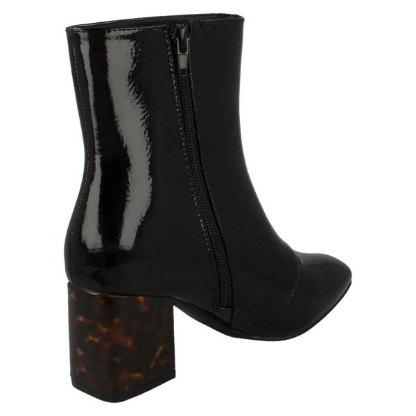 Spot On Ladies Spot On Block Mottled Heel Ankle Boots