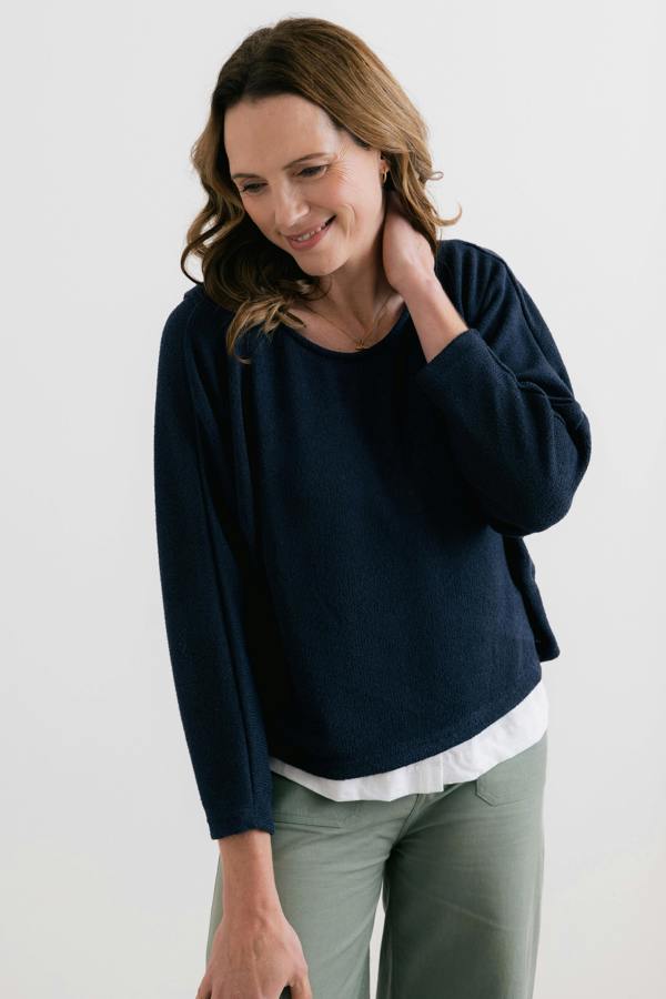 Lily & Me Penny Batwing Crossover Jumper Navy