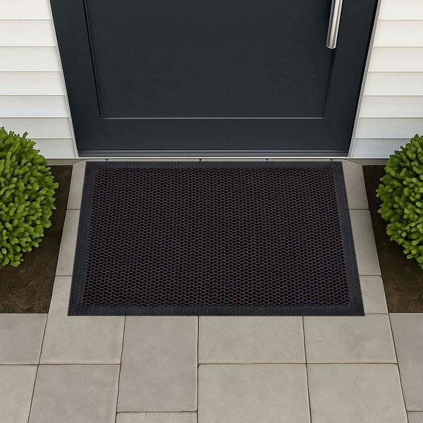 Ultralux Mesh Dirt Trapper Door Mat – Non-Slip Vinyl Indoor/Outdoor Scraper Entrance Mat – Metallic Blue & Orange – Multiple Sizes UMMBL