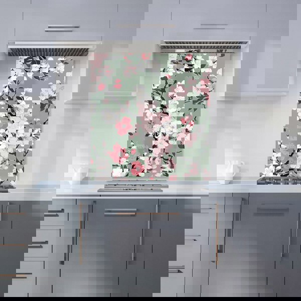 Warren Reed - Designer Pink Floral Abstract Pattern Kitchen Splashback