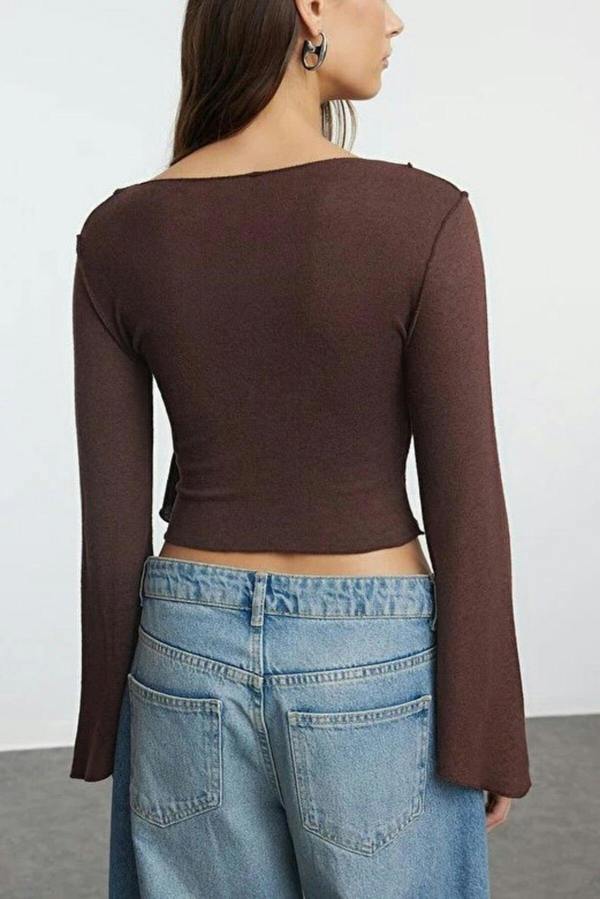 WOVCOR Wrapped Spanish Sleeve Knit Blouse