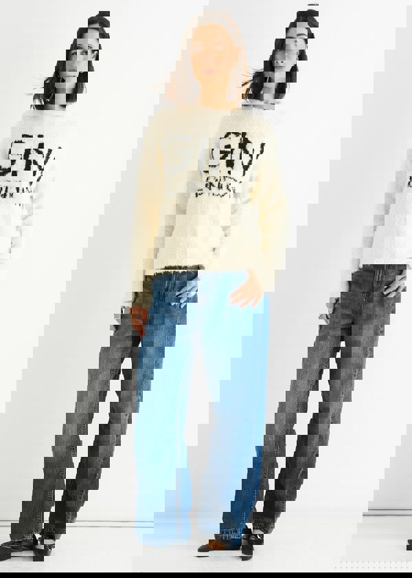 Gini London Beige Gini Logo Cozy Knit Jumper