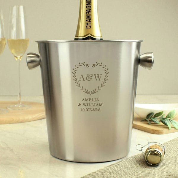 Personalised Memento Company Personalised Botanical Stainless Steel Ice Bucket
