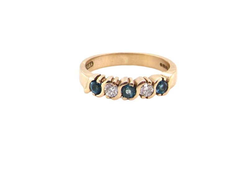 Vintage Tom A half hoop Blue Topaz and Diamond ring