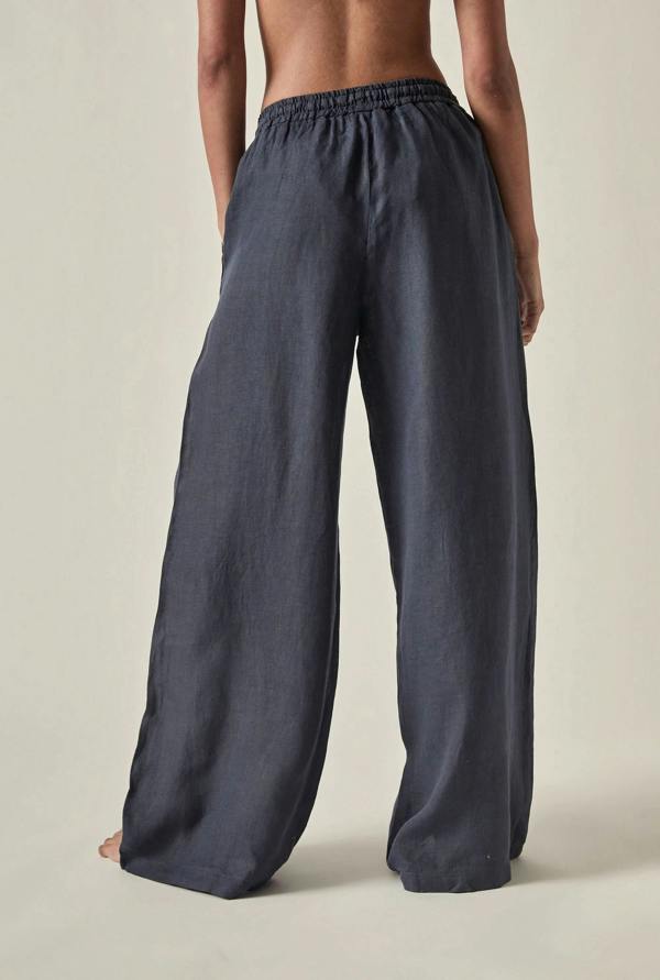 James Lakeland Navy Pure Linen Trousers