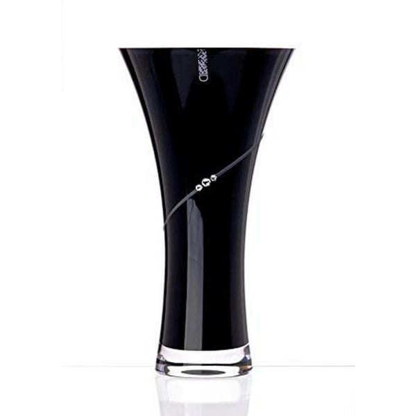 Diamante Silhouette Black Hollow Sided Trumpet Vase Adorned with Swarovski Crystals- 25cm