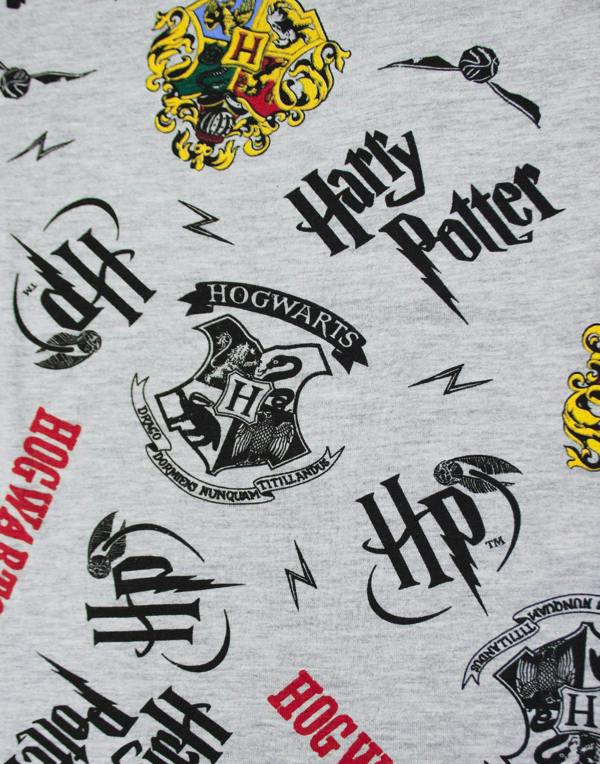 Harry Potter Mens Grey Hogwarts Crest Lounge Pants