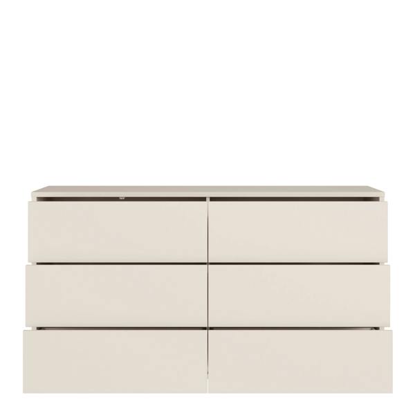 Alice Springs 6 Drawer Wide Chest with Push-to-Open Drawers in Sand