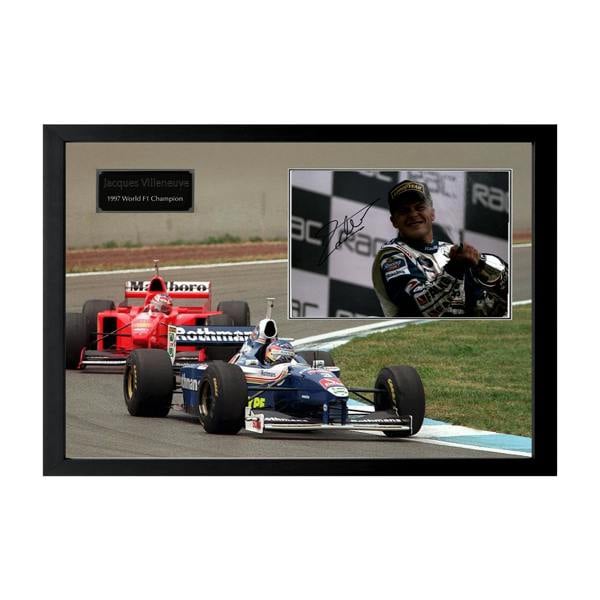 Jacques Villeneuve Signed 12x8 Image Cut Iconic Frame (ACG Cert)