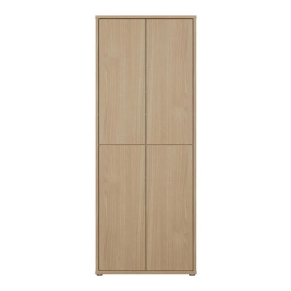 Furniture To Go Alice Springs Tall Shoe Cabinet with 4 Doors Push-to-Open in Elegancia Oak
