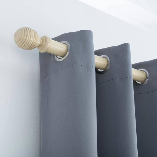 A.Unique Home Ribbed Wooden Curtain Pole with Rings and Fittings, In a Variety of Colours and Sizes (35mm) (180cm, Antique Vanilla)