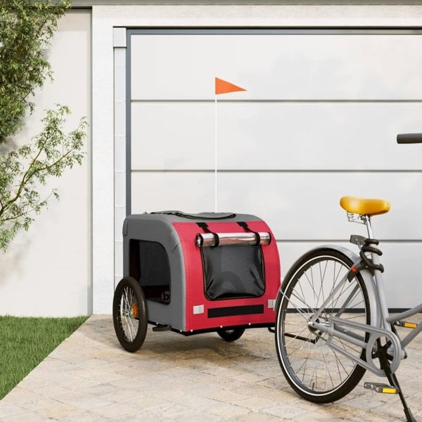 Berkfield Dog Bike Trailer Red and Grey Oxford Fabric&Iron