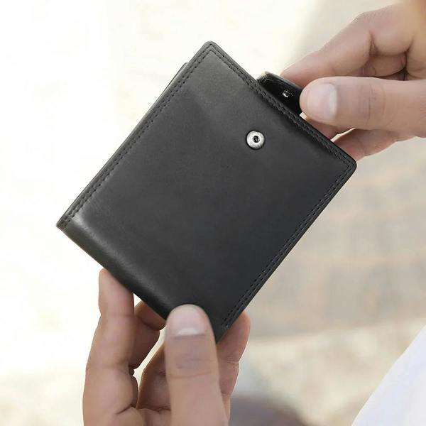 Leather Trifold Wallet For Men – Julian Leon Black 07