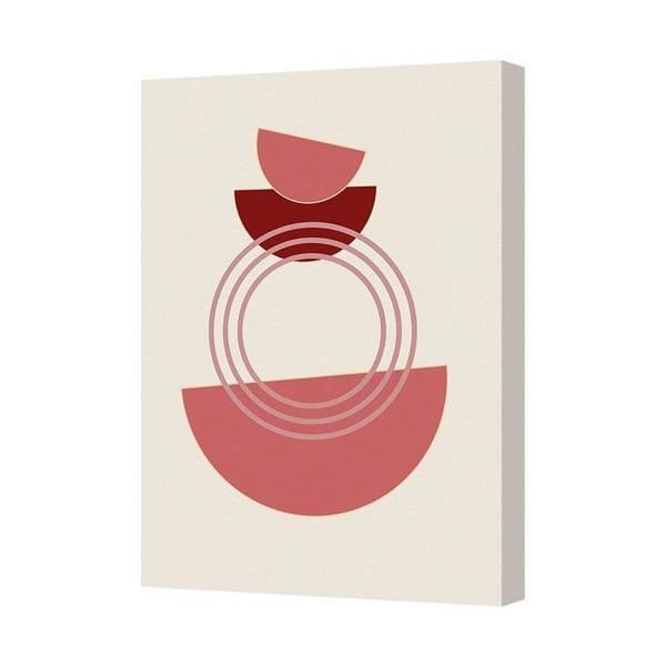 Benjamin Tate Design Abstract Geometric Canvas Wall Art Print Red Pink Circles On Beige