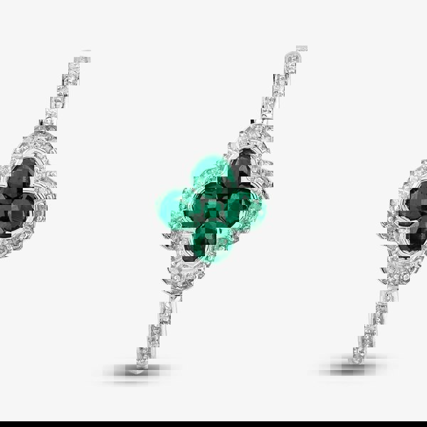 T. H. Baker 9ct White Gold Emerald & Diamond Quatrefoil Shaped Cluster Ring PR10950 EM