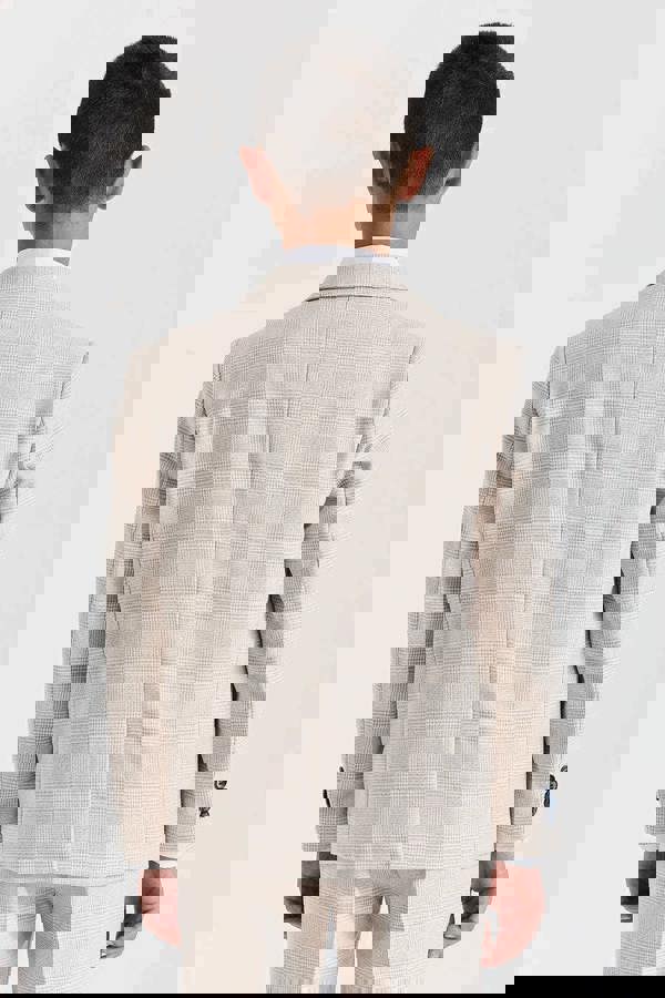 Paul Andrew Regent - Boys Cream 3 Piece Prince Of Wales Checked Suit