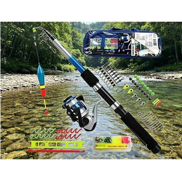 Gr8 Garden 1.8m Telescopic Fishing Rod & Spinning Reel Combo Full Tackle Kit for Beginners