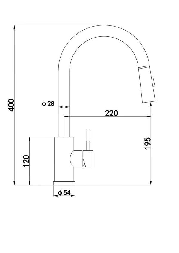 Flode Runda | Kitchen Sink Mixer with Pull out Spray | Chrome | Square Head